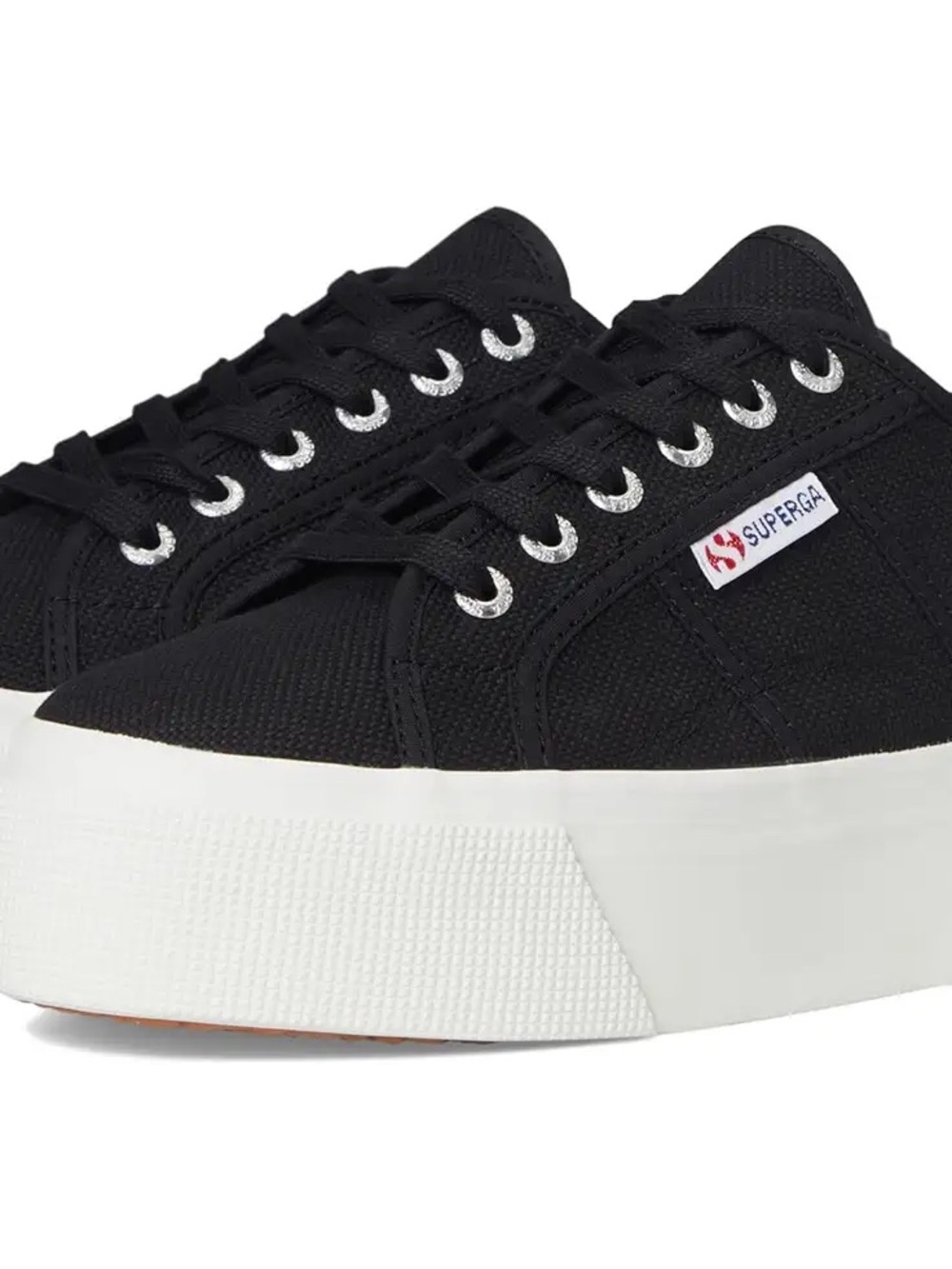 Superga Black Canvas Platform Lace-Up Sneakers